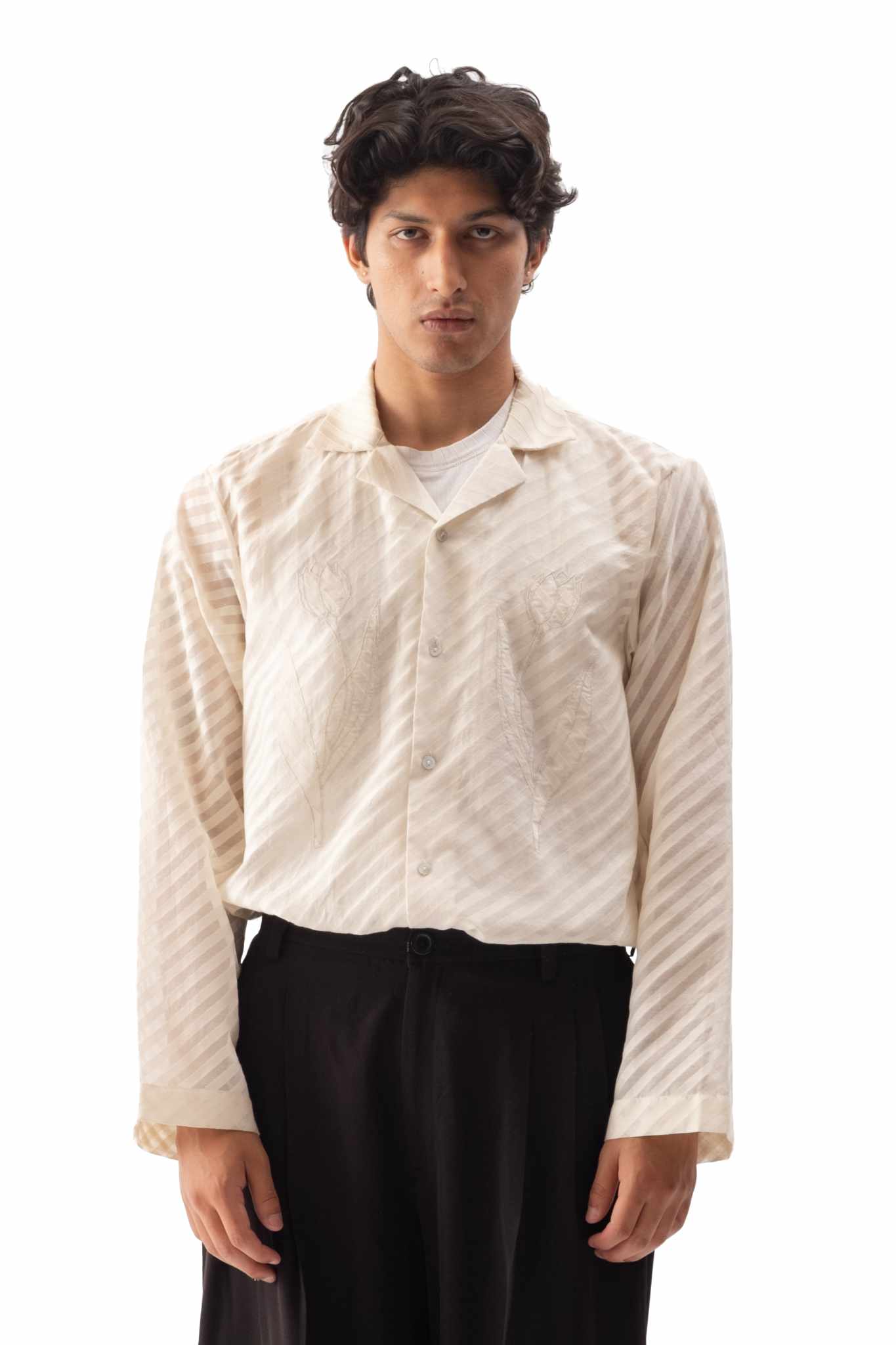Chanderi Cotton Shirt With Appliqué