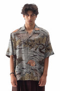 Tropical Print Linen Camp Shirt