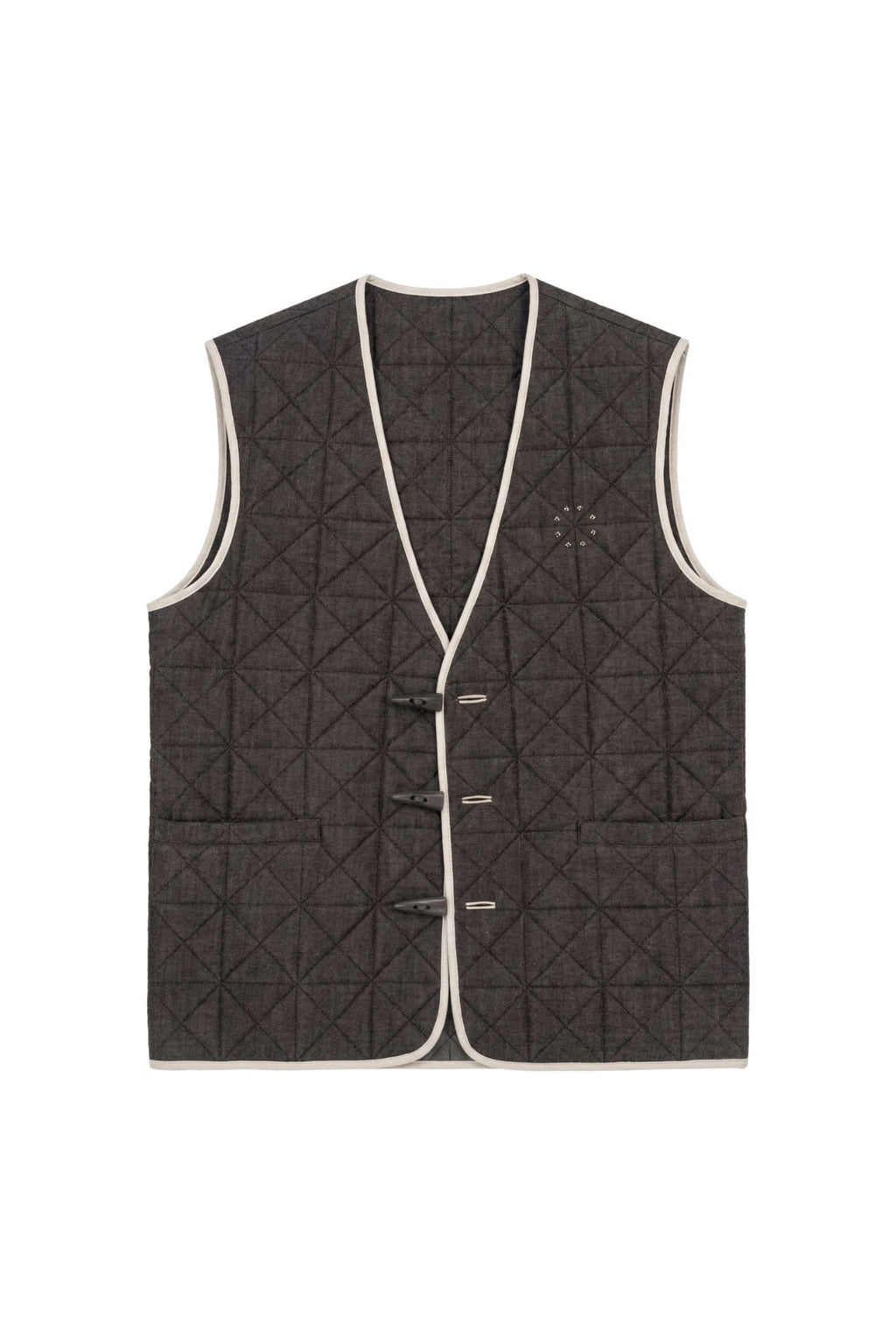 Padded Linen Sleeveless Jacket