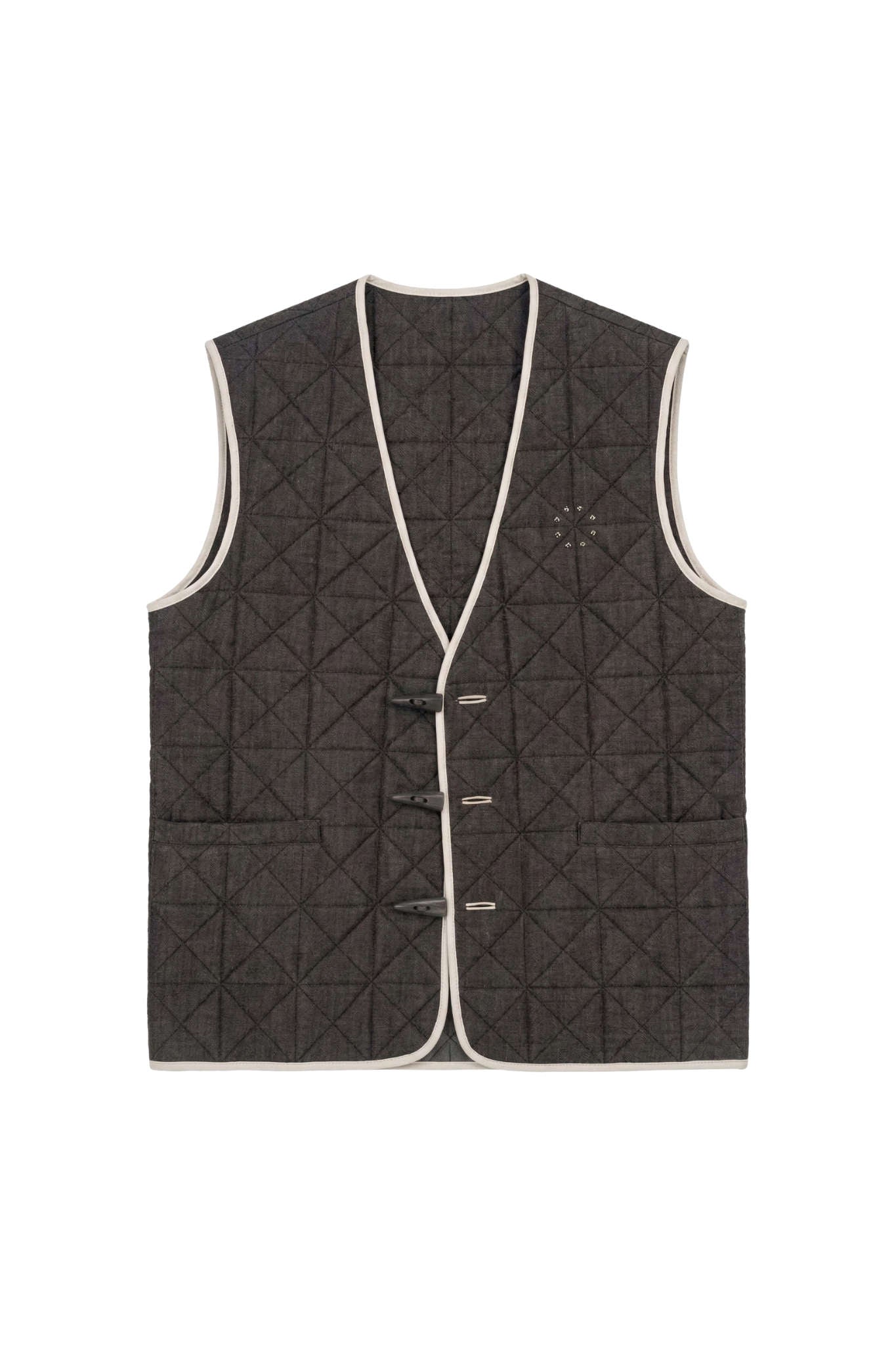 Padded Linen Sleeveless Jacket