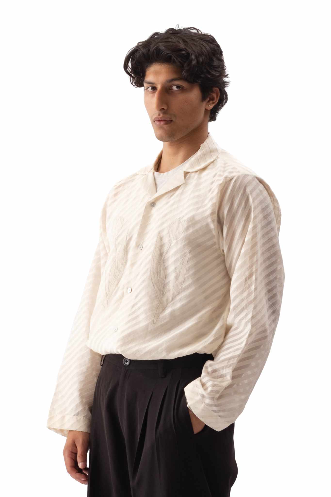 Chanderi Cotton Shirt With Appliqué