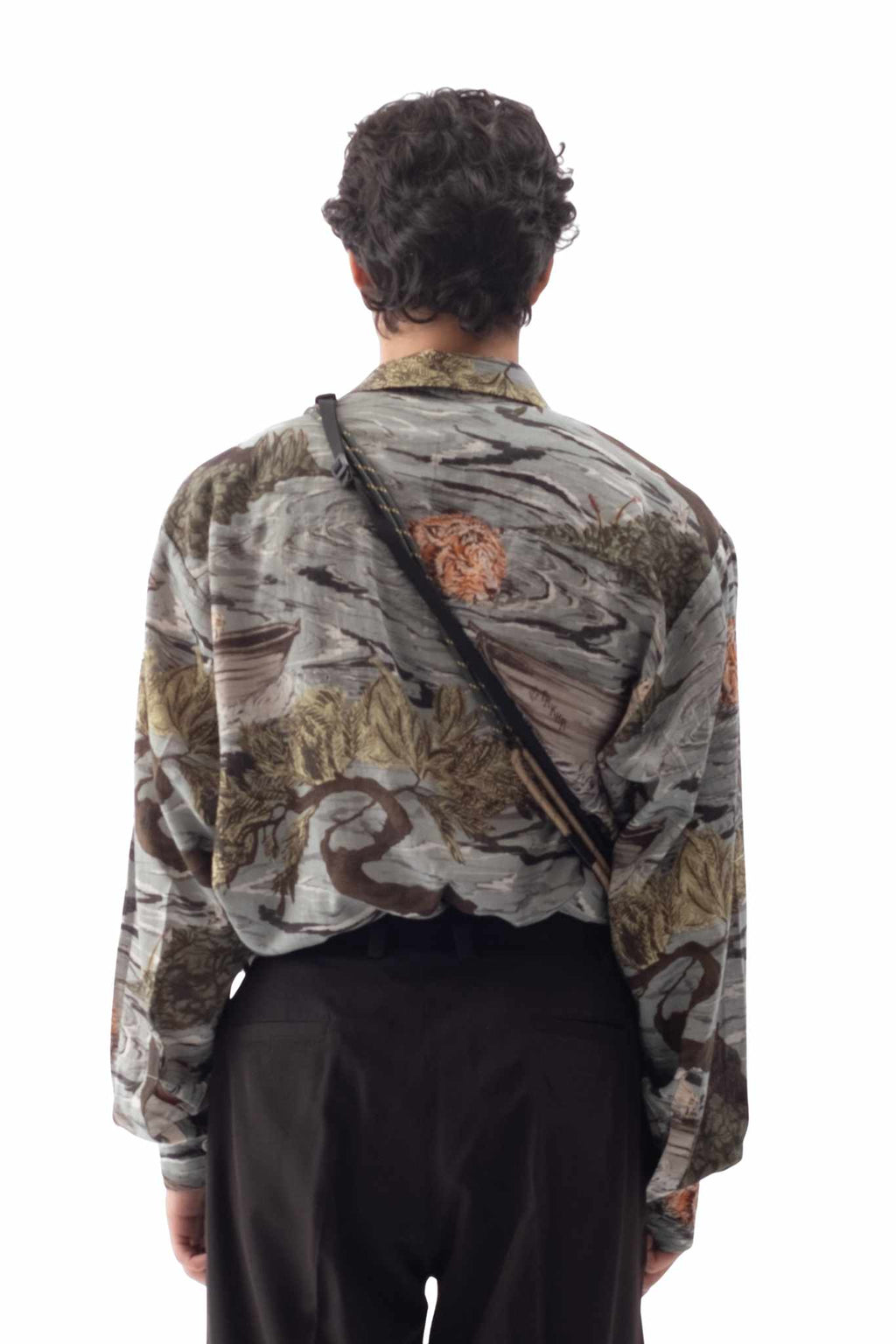 Tropical Print Linen Shirt