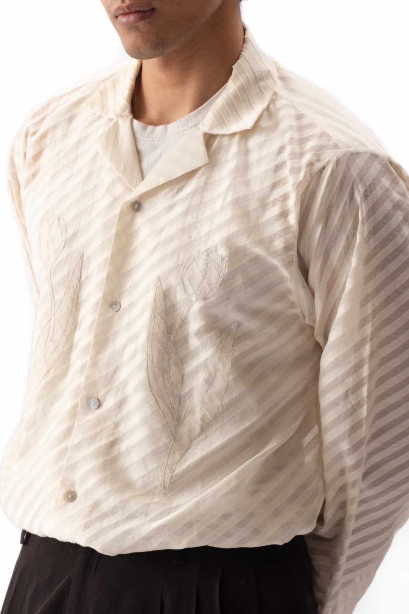 Chanderi Cotton Shirt With Appliqué