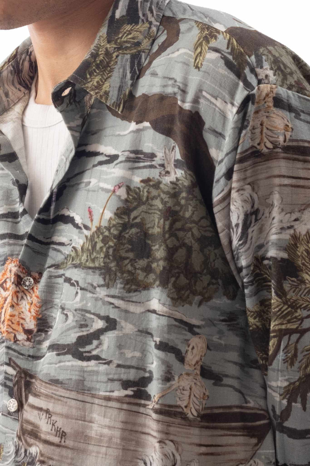 Tropical Print Linen Shirt